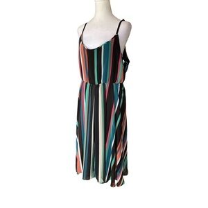 Torrid Striped Multicolor Spaghetti Strap Dress Pockets Size 3x